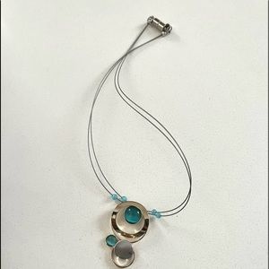 🔥 3/$25🔥 Modern silver gold turquoise necklace 🔥3/$25🔥